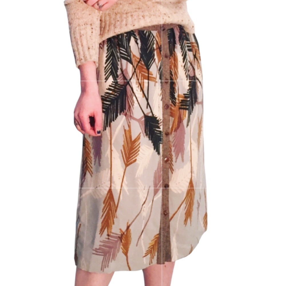 EUC Anthropologie Edme & Esyllte Flurried Plumes Midi Skirt Size 0